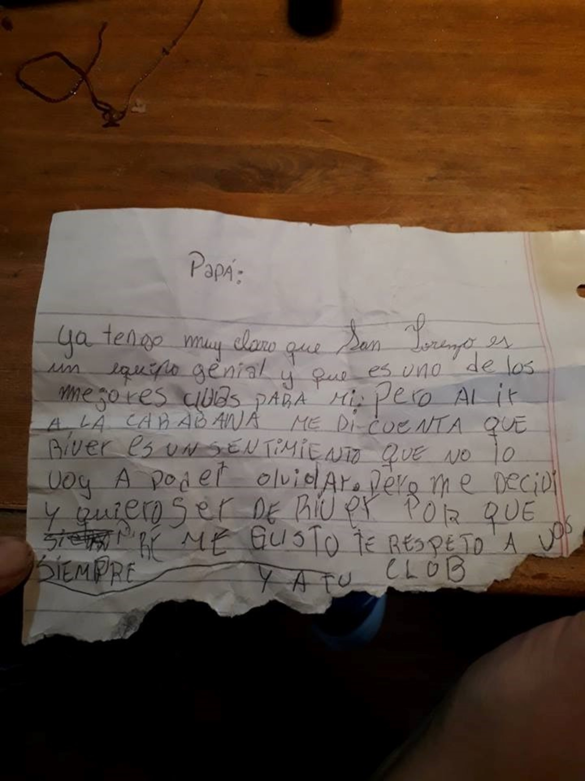 Resultado de imagen para carta de un nene a su papa river plate