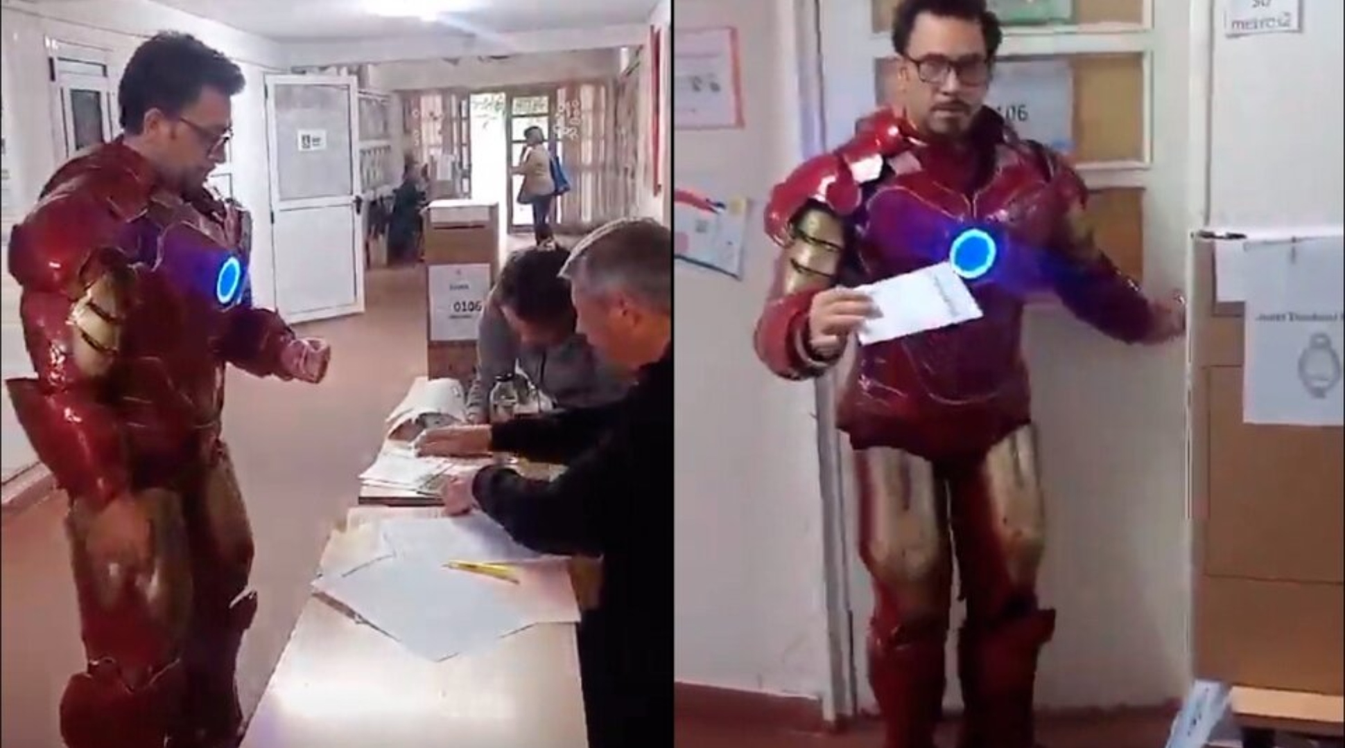 De pelcula apareci Iron Man a votar en una escuela - Canal 9 Televida  Mendoza