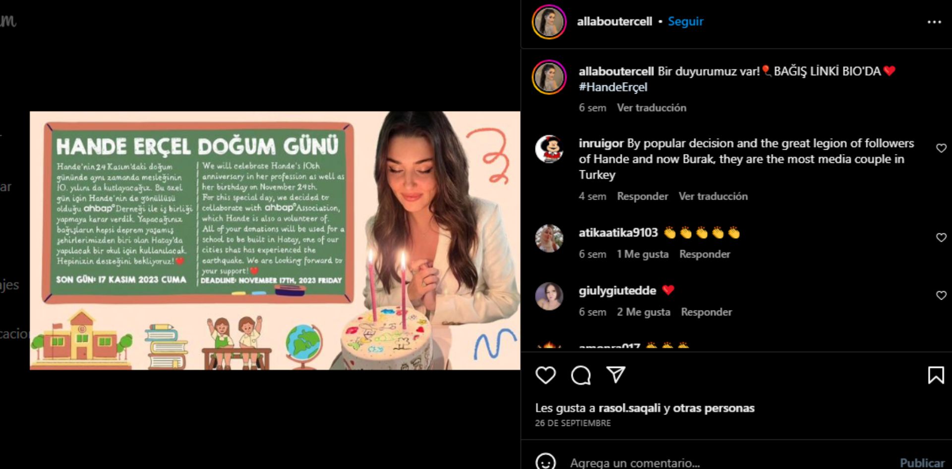 High move: Hande Erçel's birthday is coming up and his fans are organizing a global solidarity event